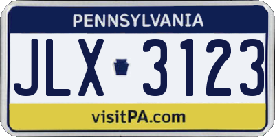 PA license plate JLX3123