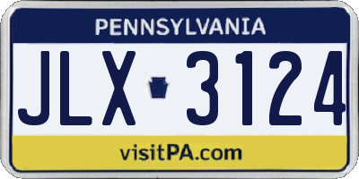 PA license plate JLX3124