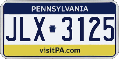 PA license plate JLX3125