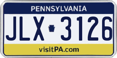 PA license plate JLX3126