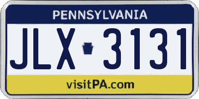PA license plate JLX3131