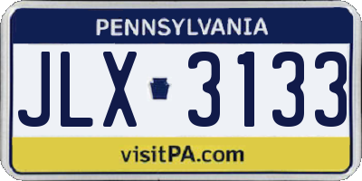 PA license plate JLX3133