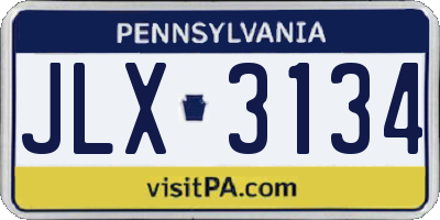PA license plate JLX3134