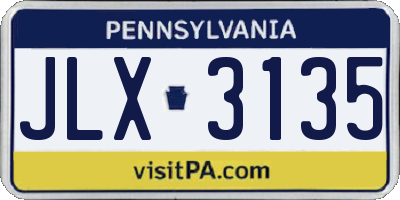 PA license plate JLX3135