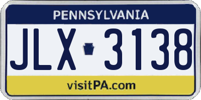 PA license plate JLX3138