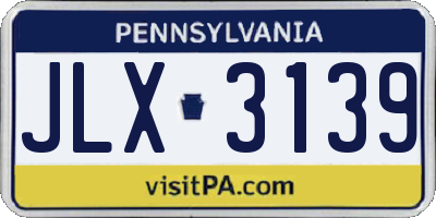 PA license plate JLX3139