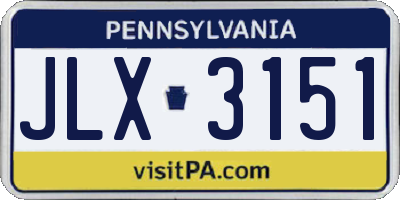 PA license plate JLX3151