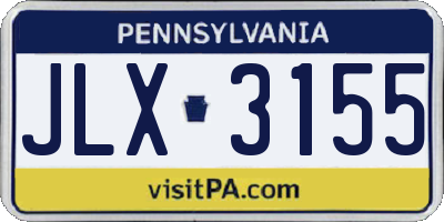 PA license plate JLX3155
