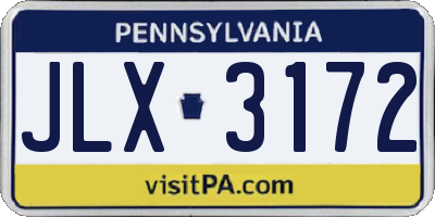 PA license plate JLX3172