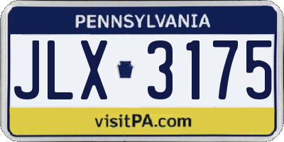 PA license plate JLX3175