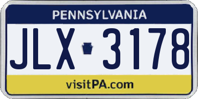 PA license plate JLX3178
