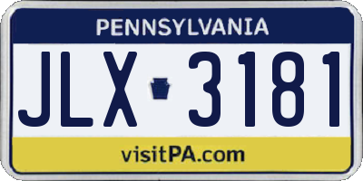 PA license plate JLX3181