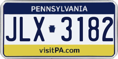 PA license plate JLX3182