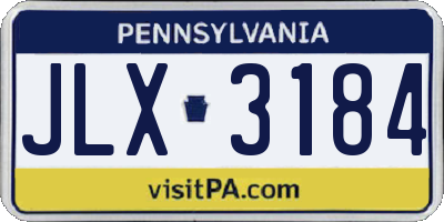PA license plate JLX3184