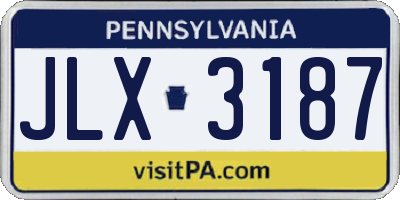 PA license plate JLX3187