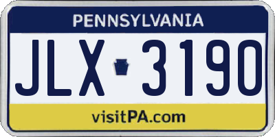 PA license plate JLX3190
