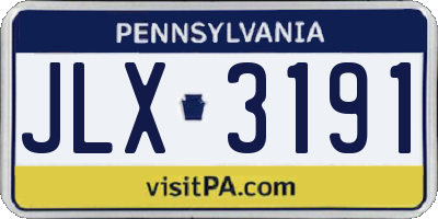 PA license plate JLX3191