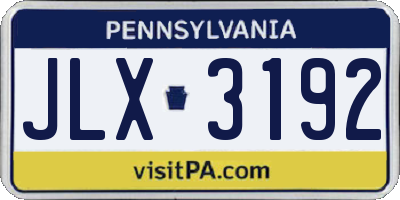 PA license plate JLX3192