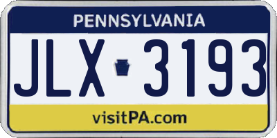 PA license plate JLX3193