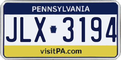 PA license plate JLX3194
