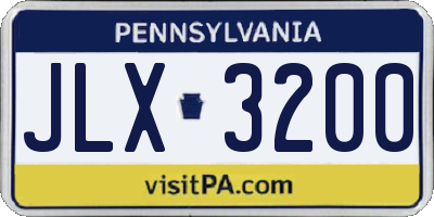 PA license plate JLX3200