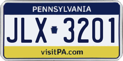 PA license plate JLX3201