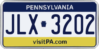 PA license plate JLX3202
