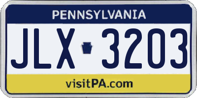 PA license plate JLX3203