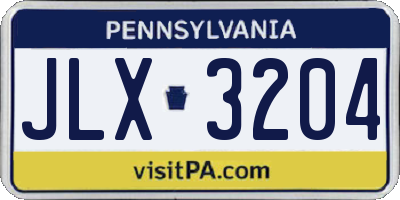 PA license plate JLX3204