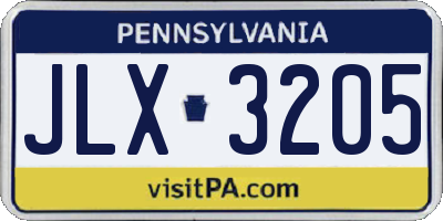 PA license plate JLX3205