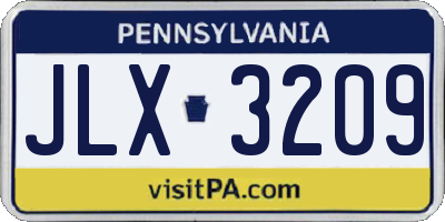 PA license plate JLX3209
