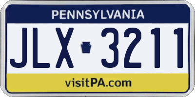 PA license plate JLX3211