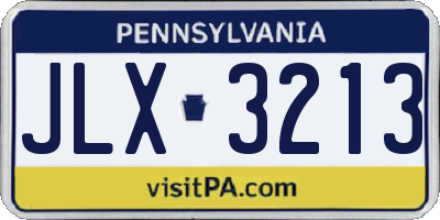 PA license plate JLX3213