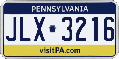 PA license plate JLX3216