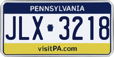 PA license plate JLX3218