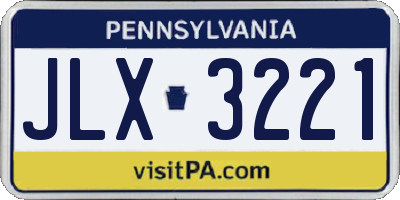 PA license plate JLX3221