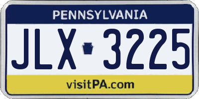 PA license plate JLX3225