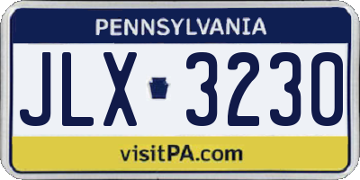 PA license plate JLX3230