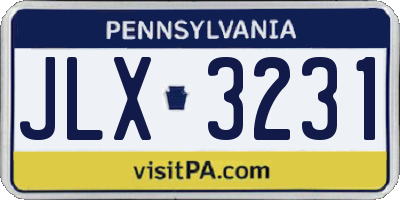 PA license plate JLX3231