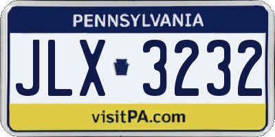 PA license plate JLX3232