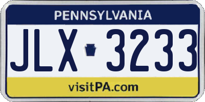 PA license plate JLX3233