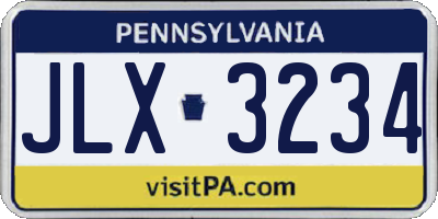 PA license plate JLX3234