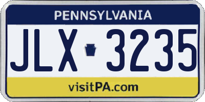 PA license plate JLX3235