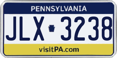 PA license plate JLX3238