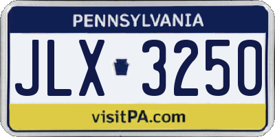 PA license plate JLX3250