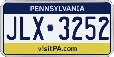 PA license plate JLX3252