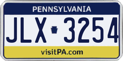 PA license plate JLX3254