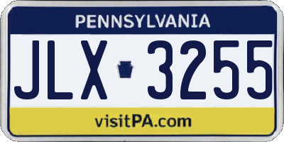 PA license plate JLX3255