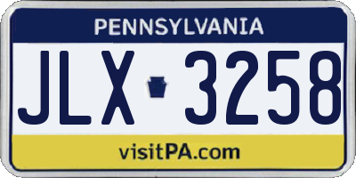 PA license plate JLX3258
