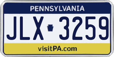 PA license plate JLX3259